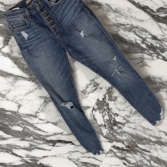 Joes Jeans Hi-Rise Stretchy Distressed Skinny Jeans with Chewed Ankle - Picture 4 of 6